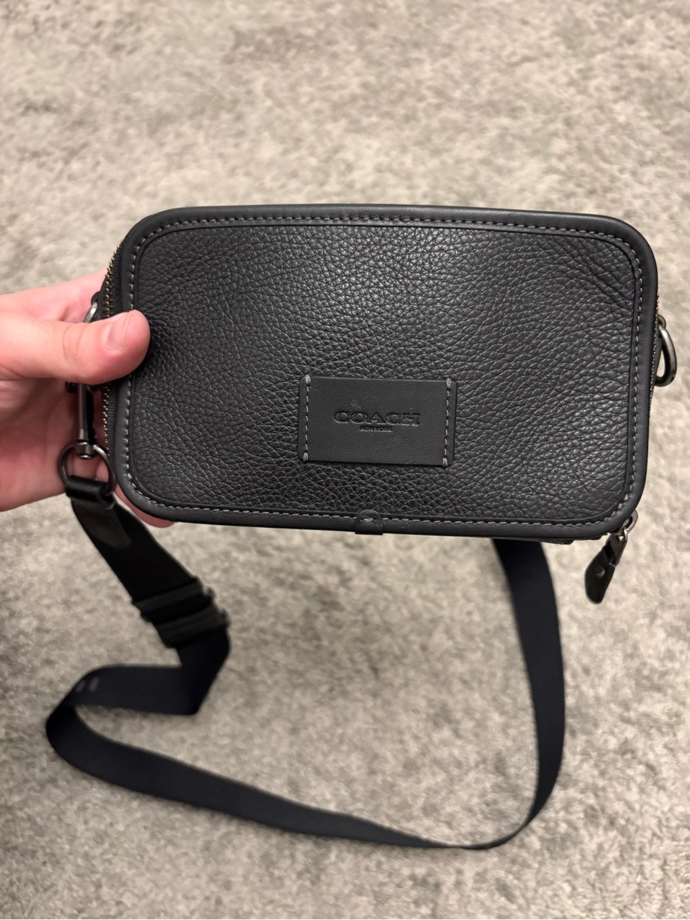 Coach Black Pebbled Leather Belt Bag